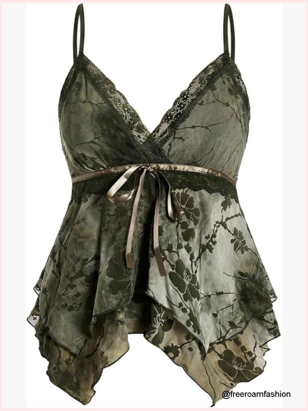 Y2K Babydoll Tank Top Floral Lace Mesh Summer